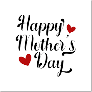 Simple and Elegant Happy Mother's Day Calligraphy Posters and Art